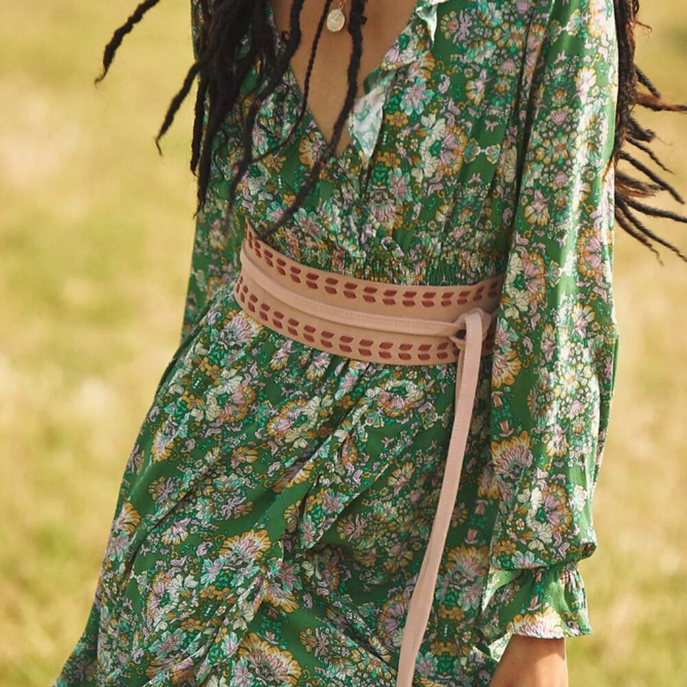 Anthropologie Green Floral Maxi Dress